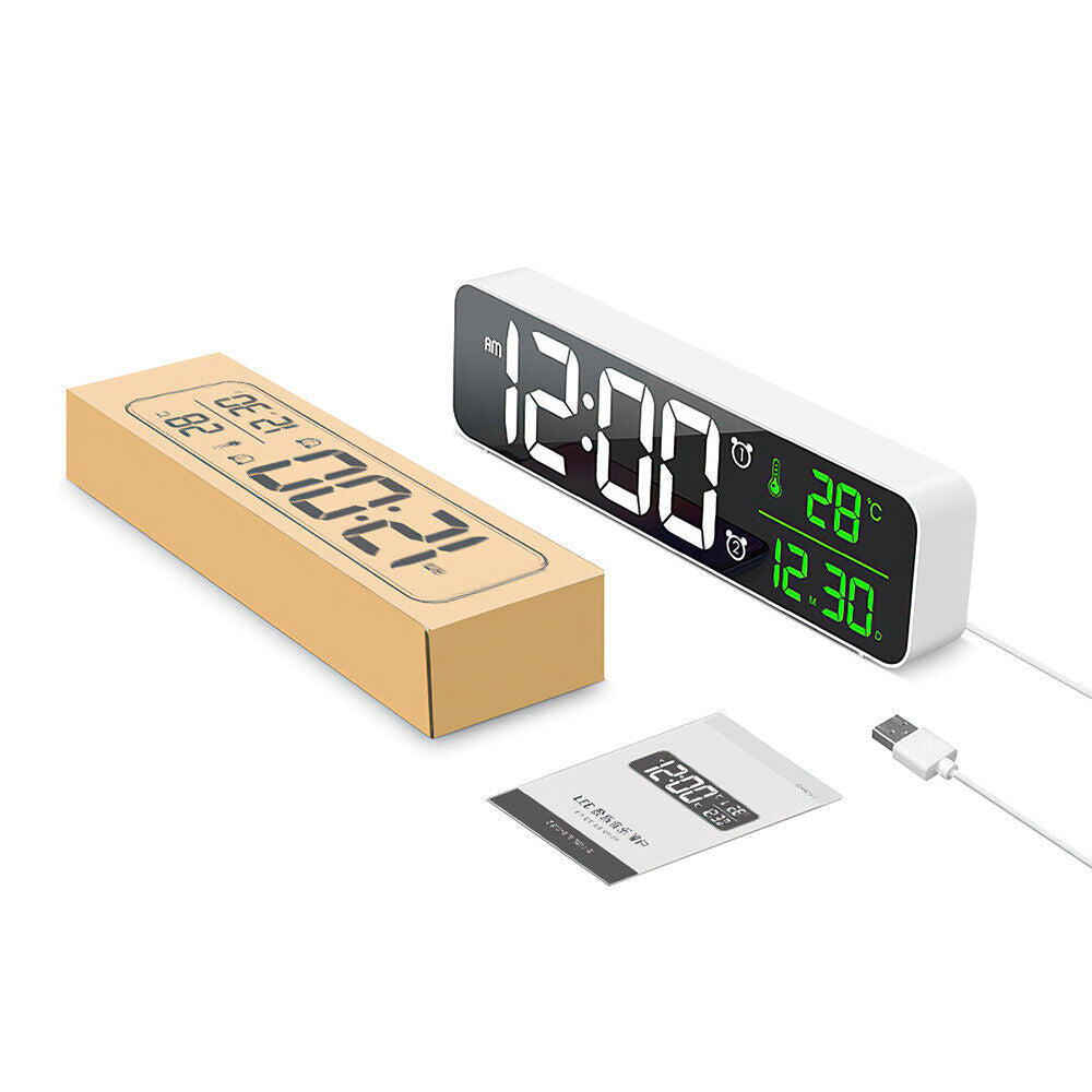 Digital Clock LED Display Desk Table Temperature Alarm Time Modern Home Decor