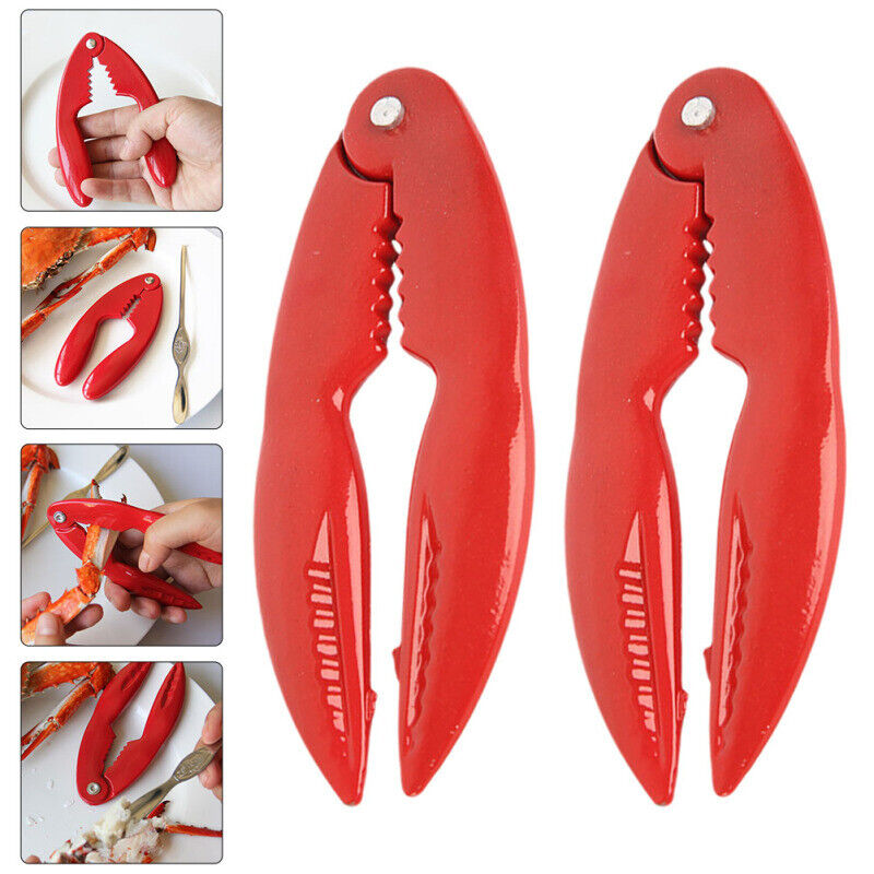 2x Crab Cracker Lobster Tool Shell Seafood Tool Forks Scissors Shellfish Opener