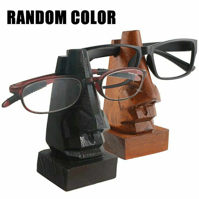 Wooden Nose-Shaped Sculpture Sunglasses Eyeglasses Glasses Holder Display Stand