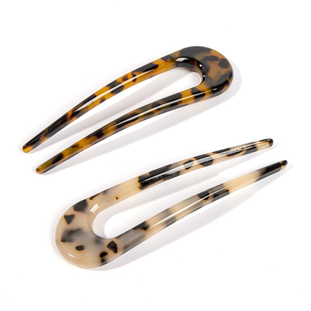 2x U-Shape Hair Clips Stick Tortoise Shell Hairstyle Hair Pin Hair Accessories