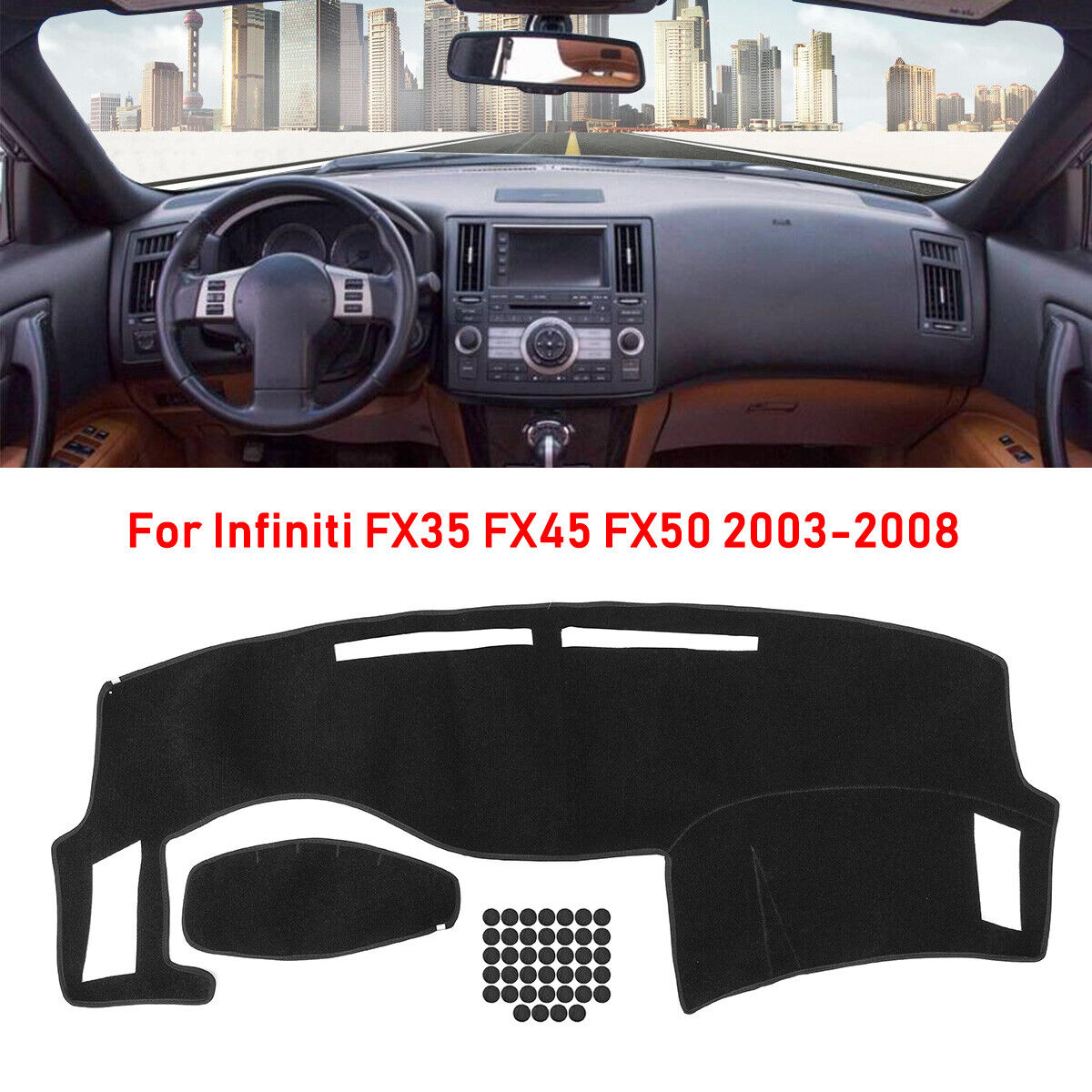 For Infiniti FX35 FX45 FX50 2003-2008 Black Dashboard Dashmat Pad Dash Cover