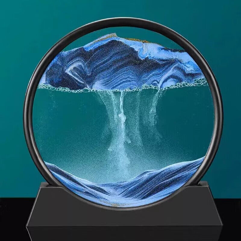 Moving Sand Art Picture Round Glass 3D Deep Quicksand Sea Sandscape Painting