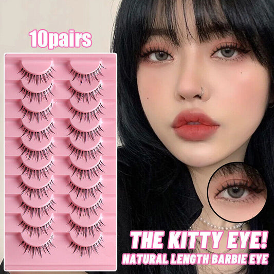 10 Pairs Faux Mink Fake Eyelashes Natural Short Cross Wispy Makeup False Lashes