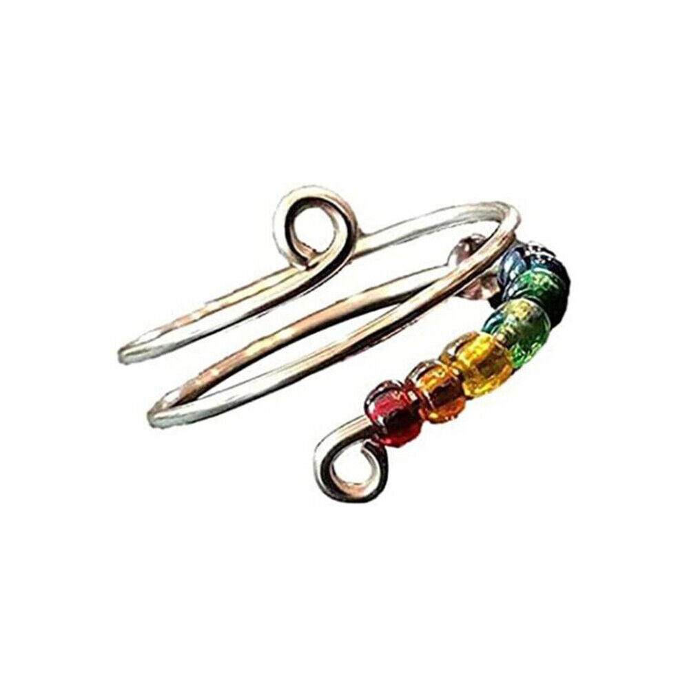 To My Daughter - Drive Away Your Anxiety Rainbow Beads Fidget Ring Birthday Gift