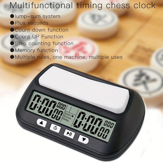 New Black Digital Chess Clock Compact Timer for International Chess Board Game