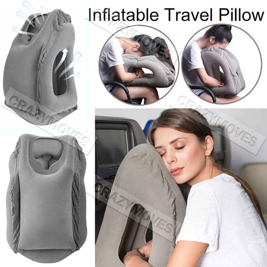 Inflatable Air Cushion Travel Pillow for Airplane Office Nap Neck Head Chin VIC