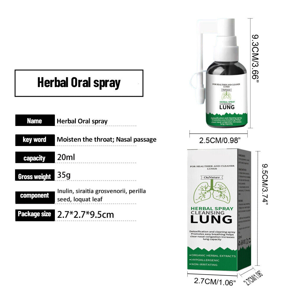 Herbal Spray Cleansing Lung Organic Herbal Throat Oral Relief Throat