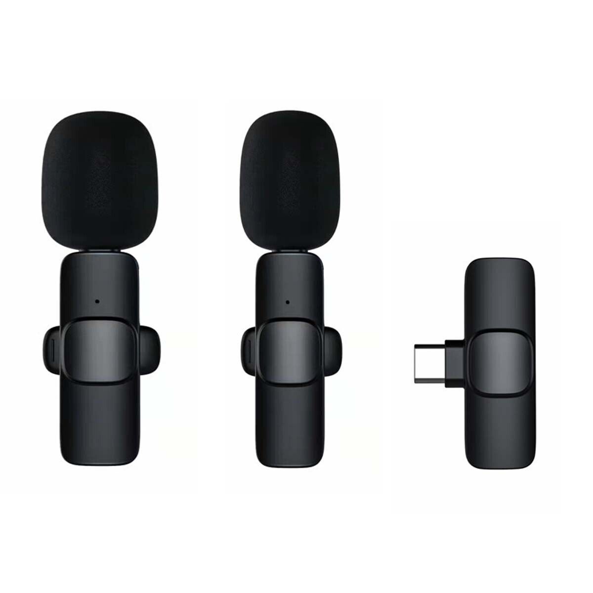 2x Mini Wireless Lavalier Microphone Clip on Lapel Mic For iPhone iPad Samsung Vlog