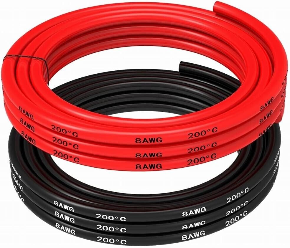 MMOBIEL 8 AWG - 10mm² Battery Electrical Cable Red and Black 1.5 m /5 ft wire