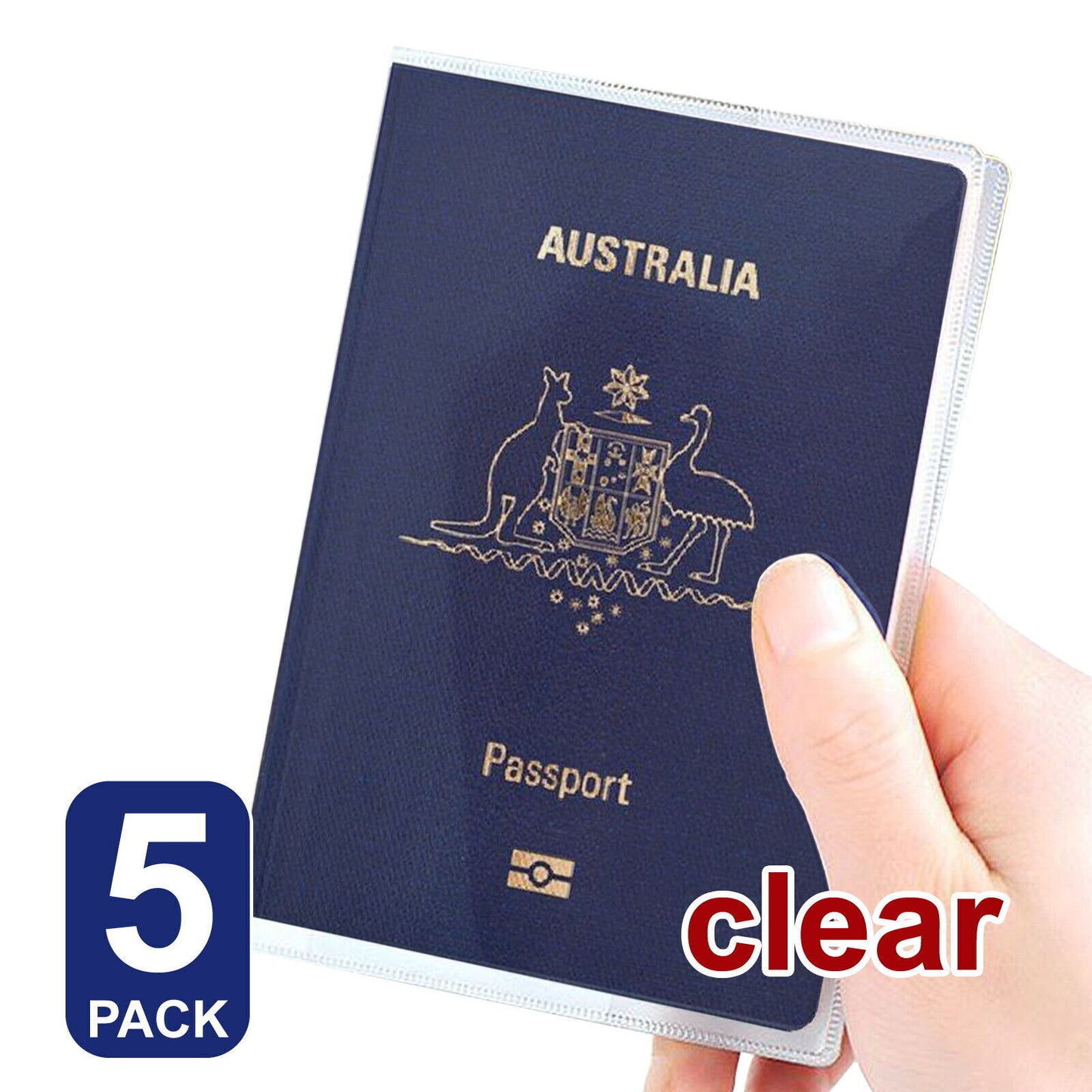 5X Passport Cover Transparent Protector Travel Clear Holder Organizer Wallet