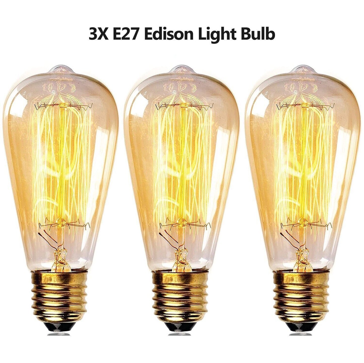 3X E27 ST64 LED Edison 40W Warm White Vintage Retro Bulbs Filament Light Bulb