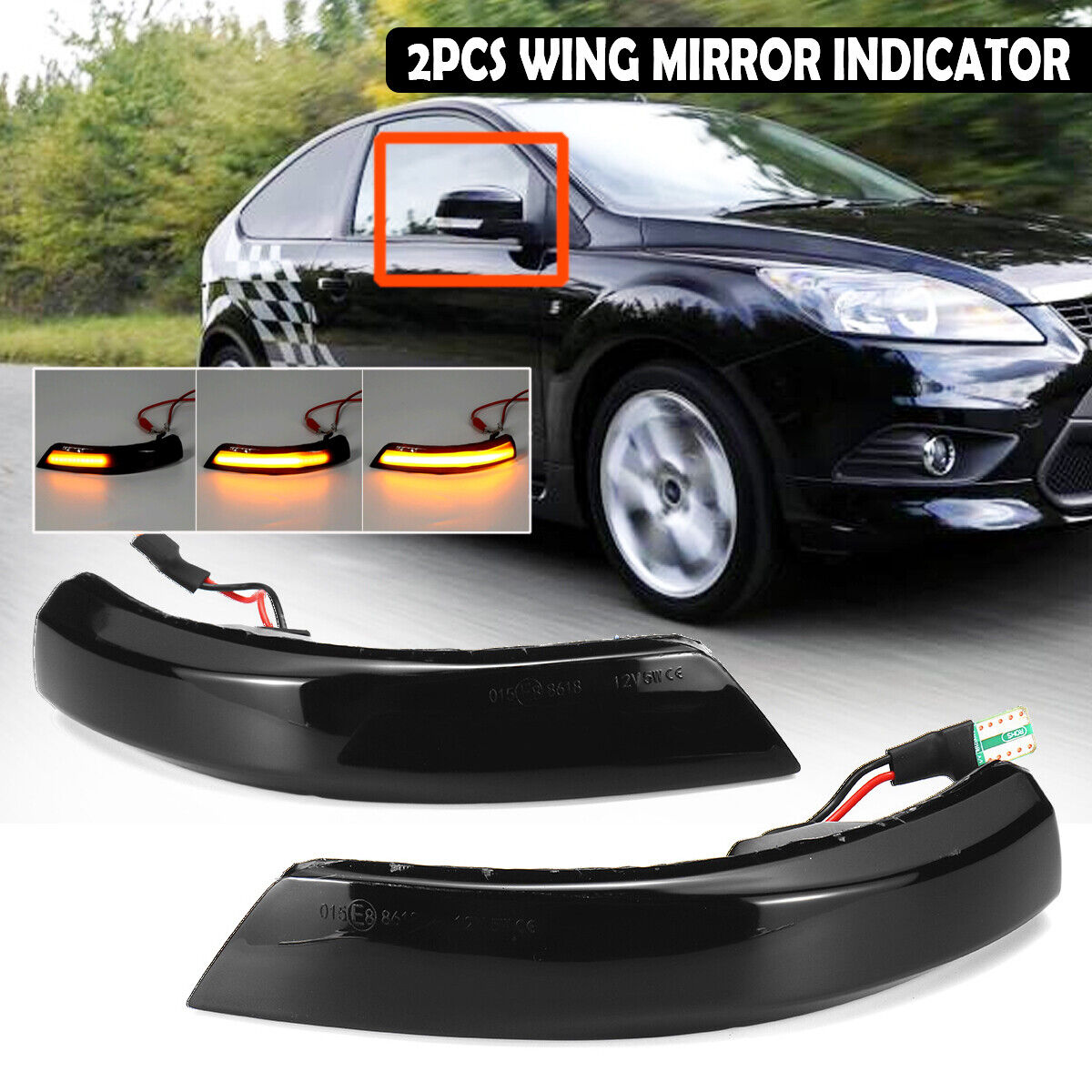 2x Dynamic LED Side Mirror Turn Signal Light For Ford Focus MK2 MK3 Mondeo MK4