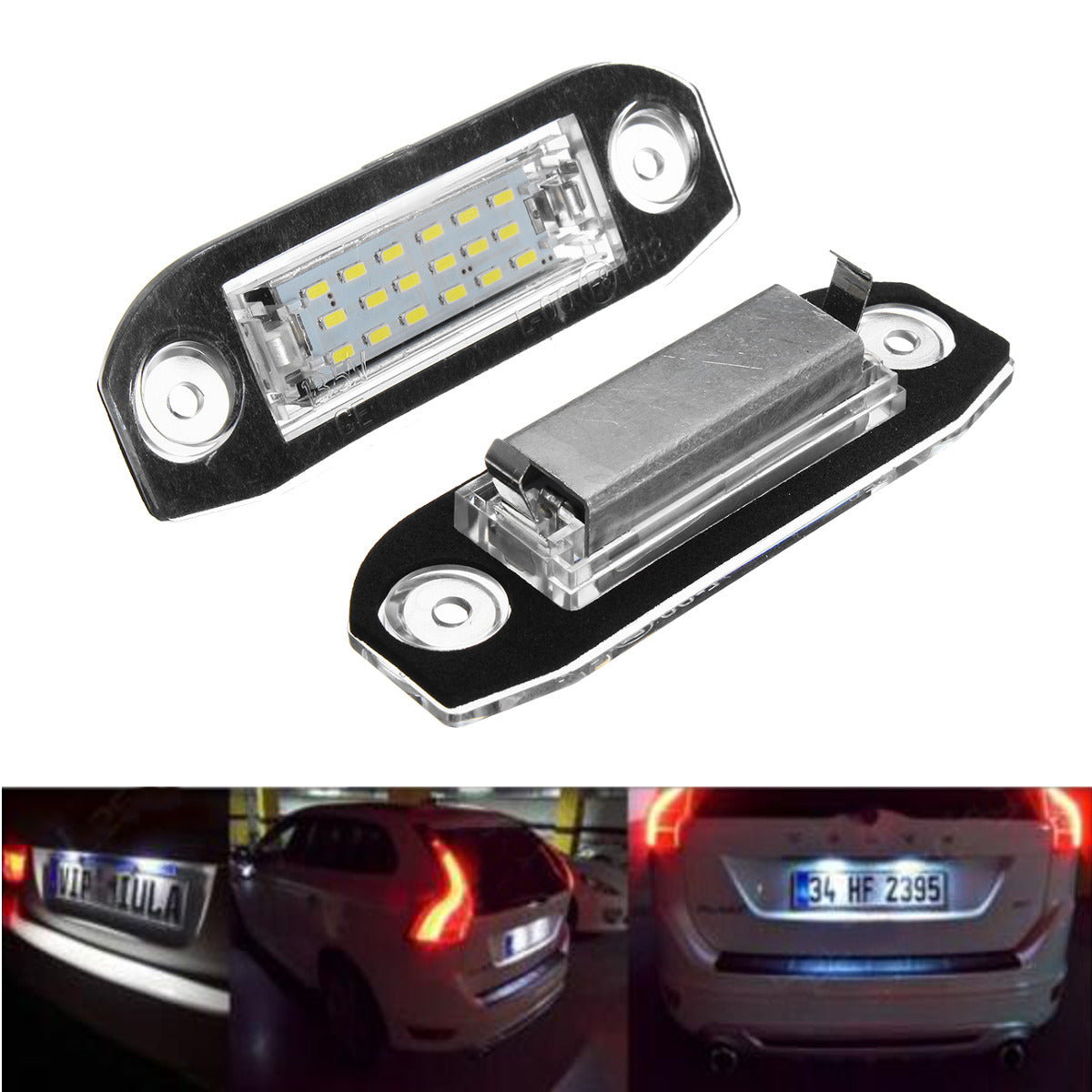 2x For Volvo S40 S80 S60 C70 V70 V50 White LED Number License Plate Light Lamp