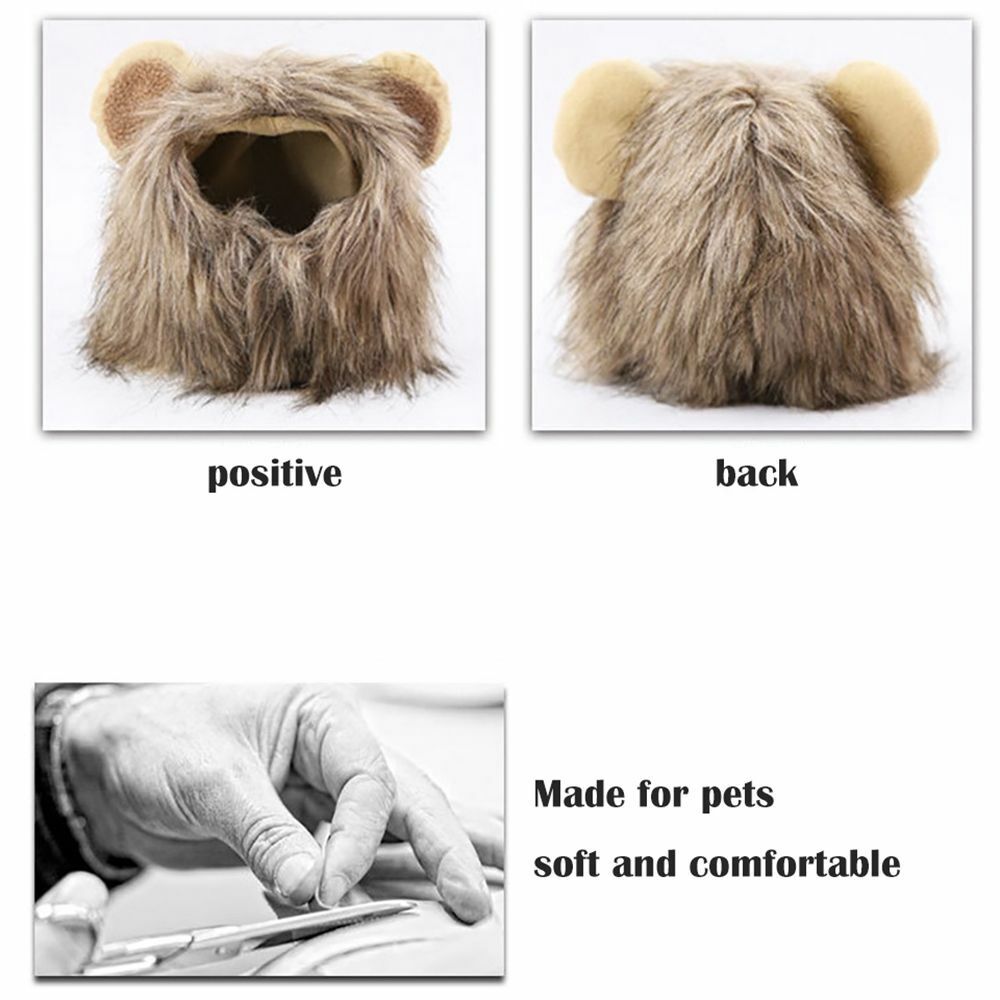 Wig Pet Small Dog Cats Costume Lion Mane Wig Cap Hat For Cat Dogs Fancy Costume