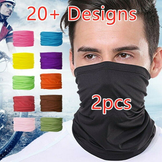 2PCS Bandana Head Scarf Face Mask Neck Tube Cycling Motorcycle Fishing Outdoor