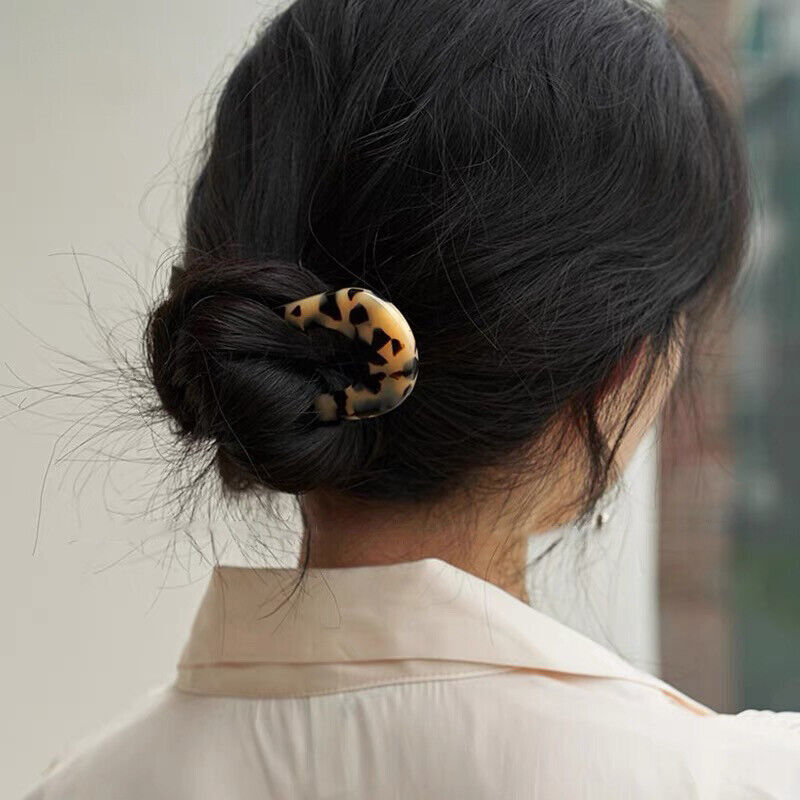 2x U-Shape Hair Clips Stick Tortoise Shell Hairstyle Hair Pin Hair Accessories