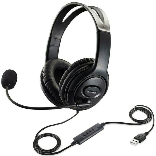 USB Wired Headphone Headset Noise Cancelling With Microphone For Computer Laptop