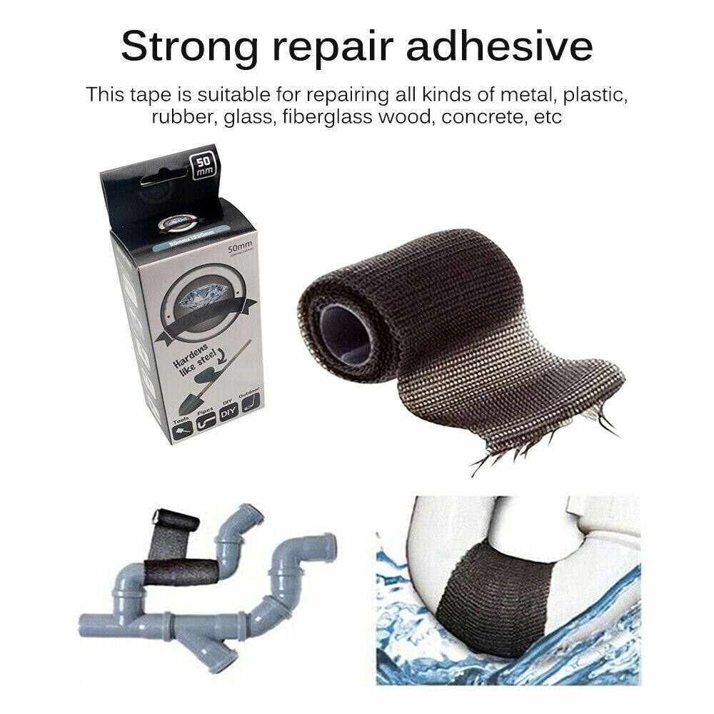 49" Fiber Fix Repair Wrap Hardens Like Steel Fiberglass Tools Pipe Repair Tape