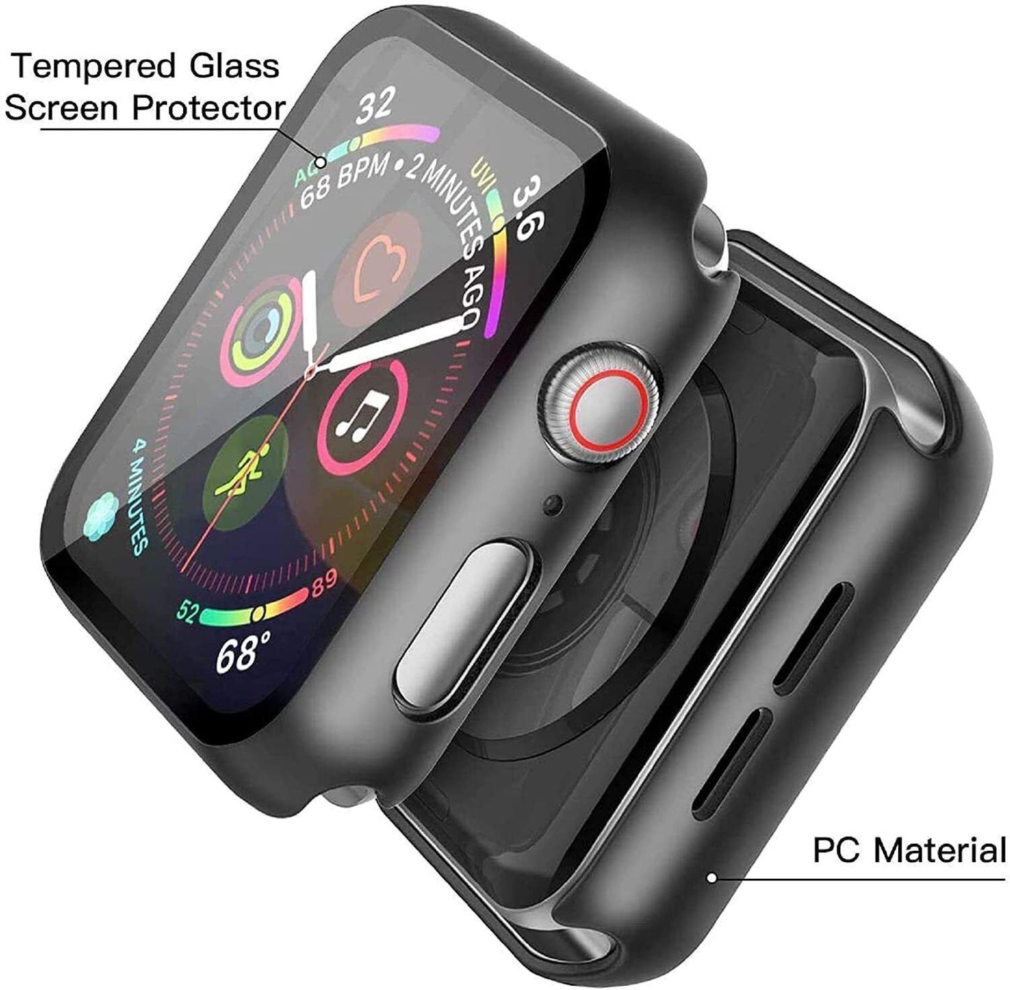 For Apple Watch iWatch SE 7 6 5 4 40/44/41/45mm Screen Protector Case Full Cover适用于 Apple Watch iWatch SE 7 6 5 4 40/44/41/45 毫米屏幕保护壳全盖