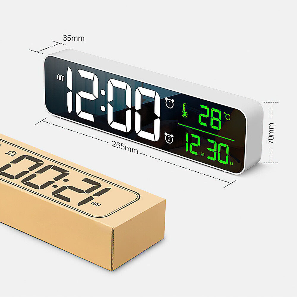 Digital Clock LED Display Desk Table Temperature Alarm Time Modern Home Decor