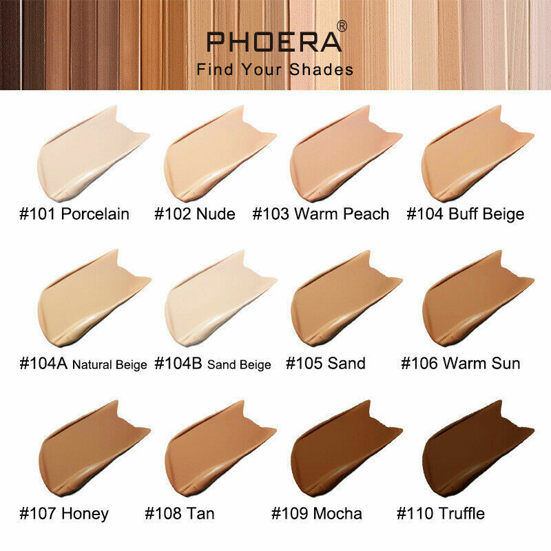 PHOERA Liquid Foundation Full Coverage Velvety Matte Flawless Lasting Makeup