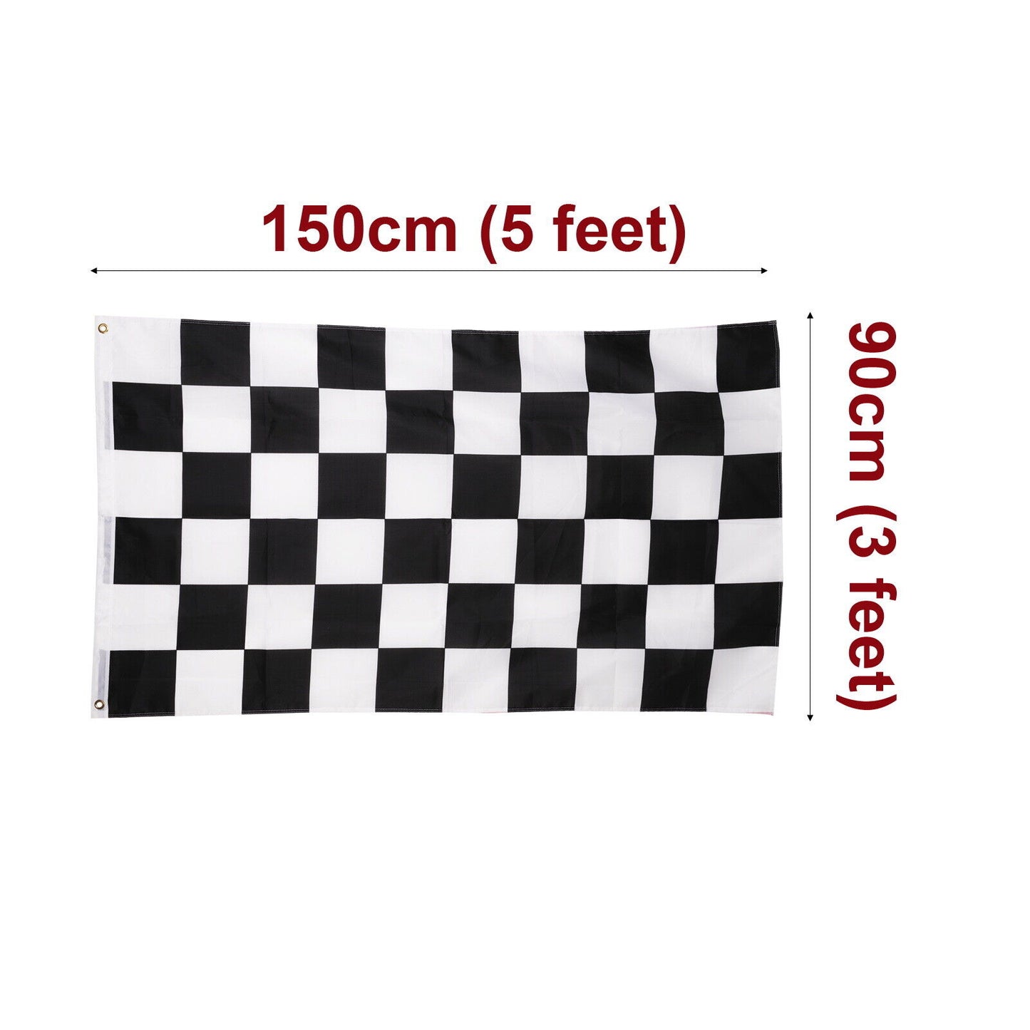 2X Checkered Black & White Chequered Racing Car Party Flag 90X150cm 5X3 ft F1 F3