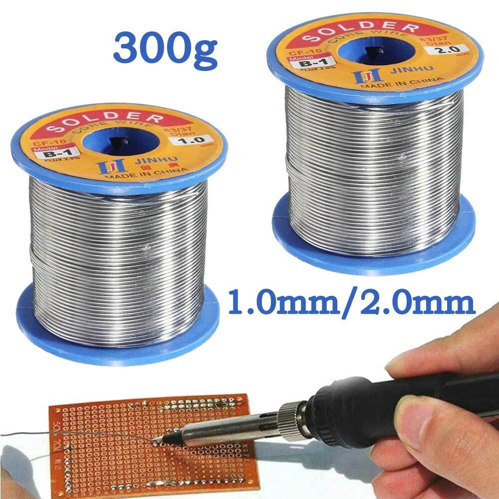 300g 1-2mm Tin Lead Wire Reel Soldering Solder Fluxed Core Electronics Lead Flux