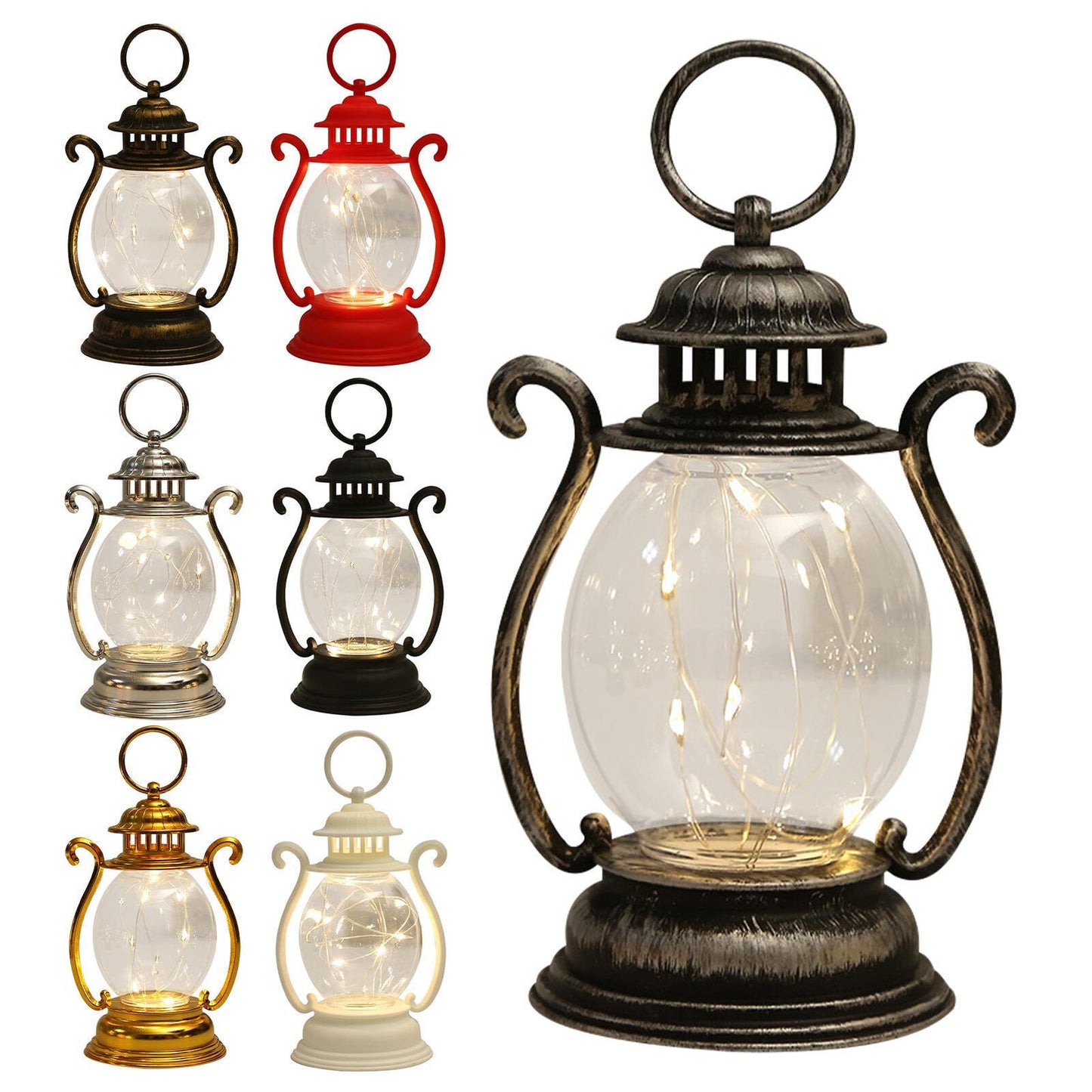 Led Lantern Retro Decorative Hanging Lantern Battery Operated Rustic Lantern