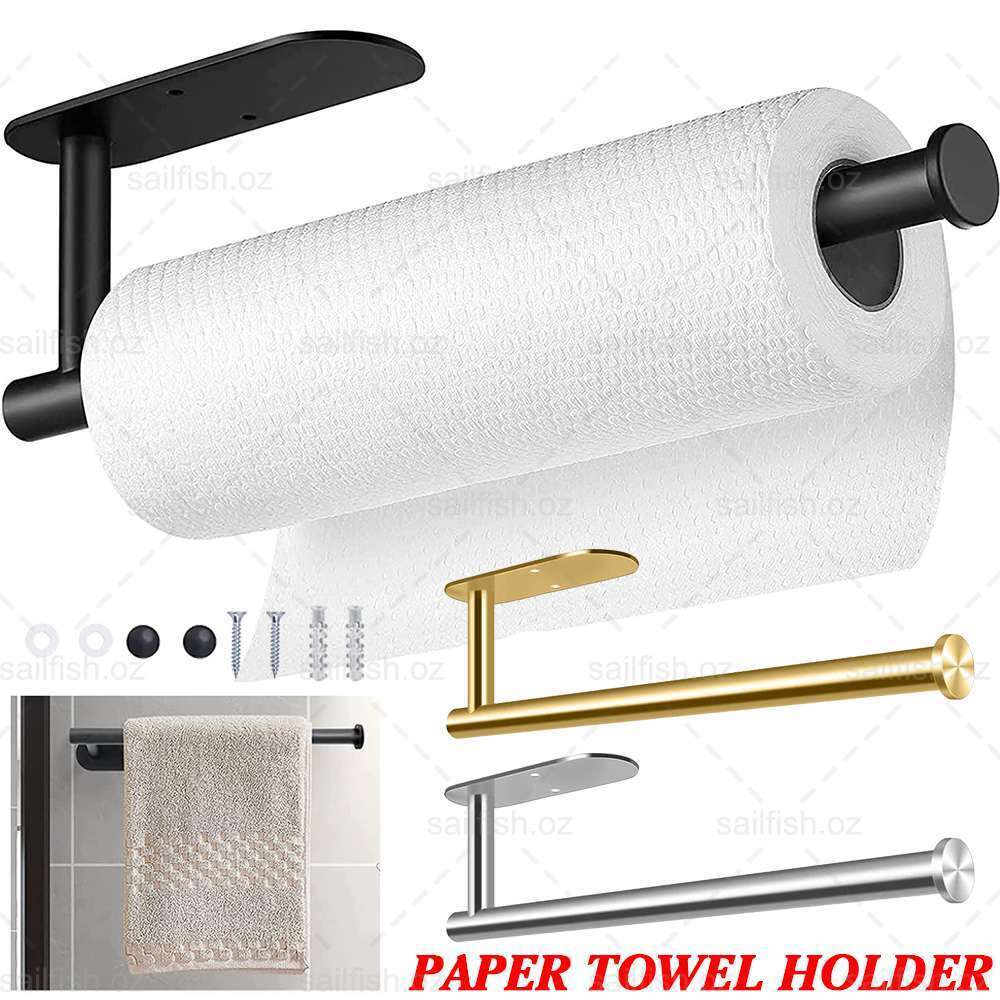 Kitchen Hanger Paper Roll Cabinet Towel Holder OrganizerRack Shelf Wall Adhesive