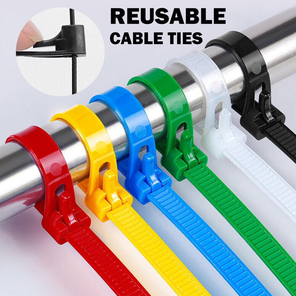 50PCS Reusable Cable Zip Ties Plastic Releasable Fixed Binding Bulk Cable Tie