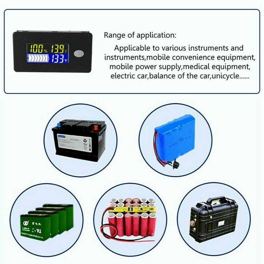 LCD Digital 12V Battery Charge Capacity Status Display Indicator Monitors Meter