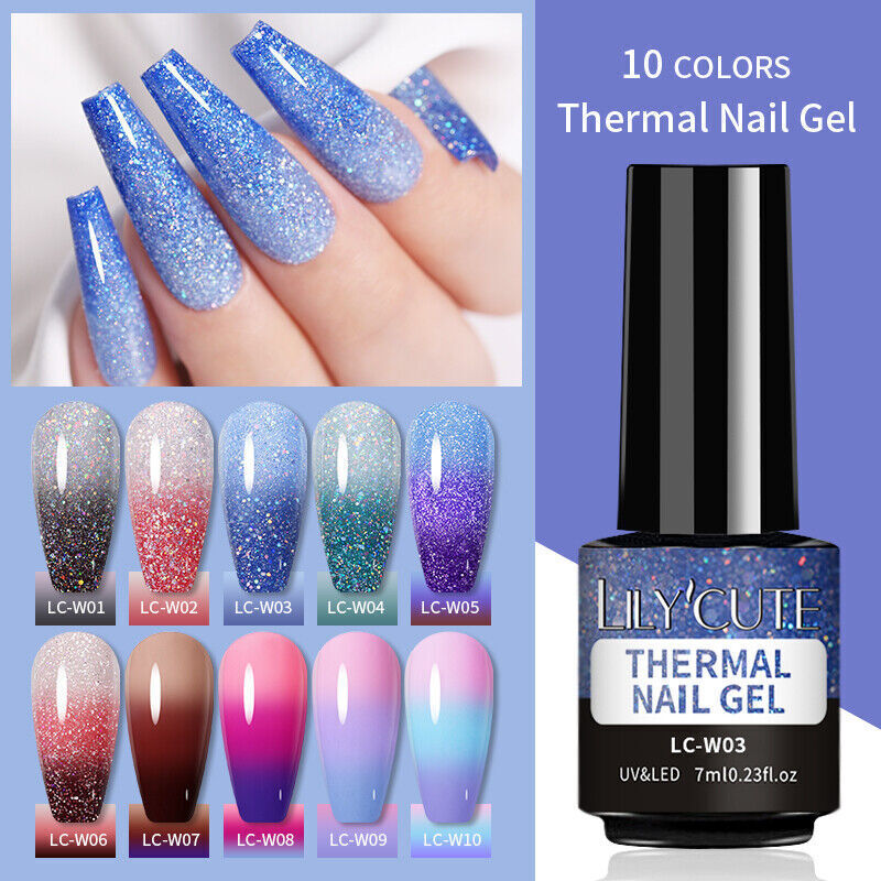 LILYCUTE Thermal Gel Polish Soak Off UV LED Color Changing Gel Nail Art Varnish