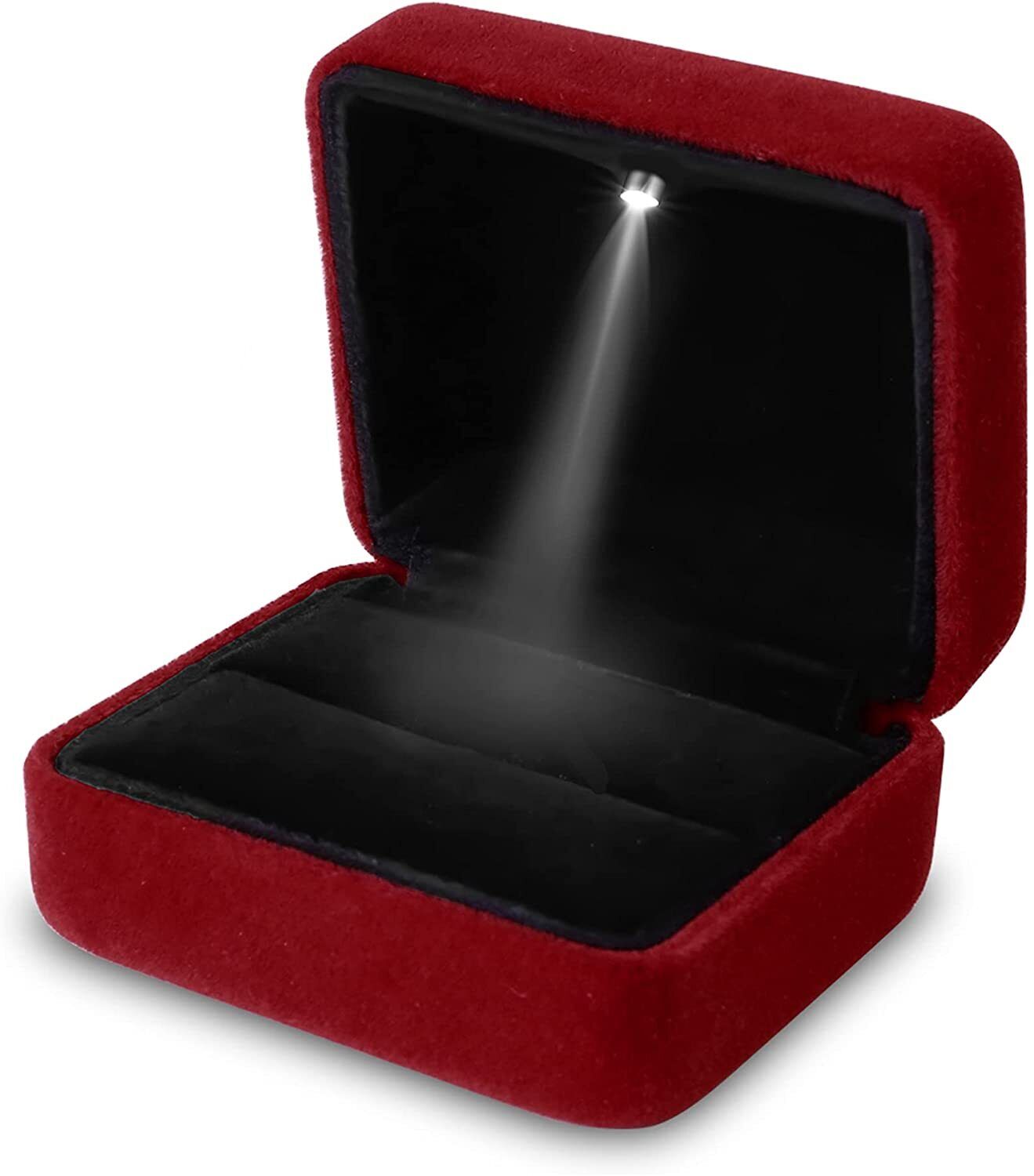 Luxury Ring Box with LED Light Wedding Ring Case Jewelry Gift for Engagement