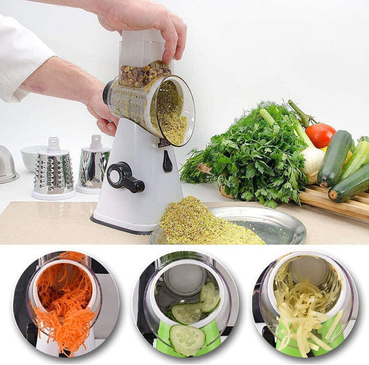 3in1 Multi-function Food Vegetable Manual Rotary Drum Grater Chopper Slicer Tool