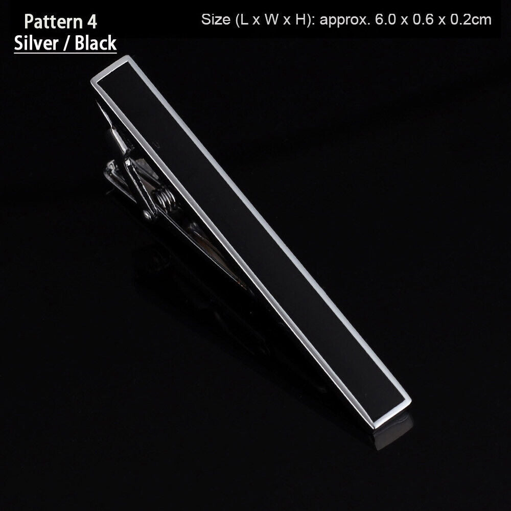 Mens New 5~6cm Clip Stainless Steel Shirt Tie Pin Bar Clasp Wedding Silver Black