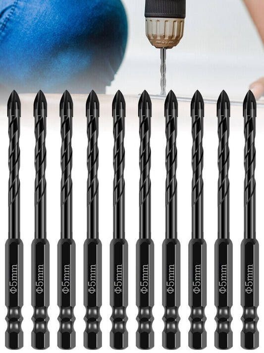 10 Pcs Triangle Drill Bit Set Diamond Set For Tile Concrete Brick Glass Plastic