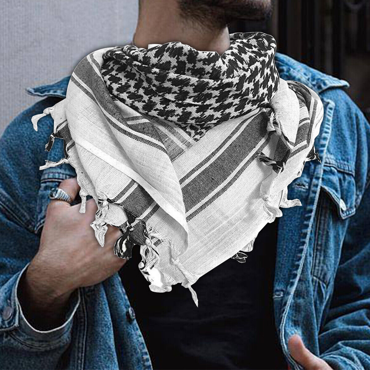 Keffiyeh Shemagh Head Scarf - 100% Cotton Palestinian Desert Army Wrap Scarf