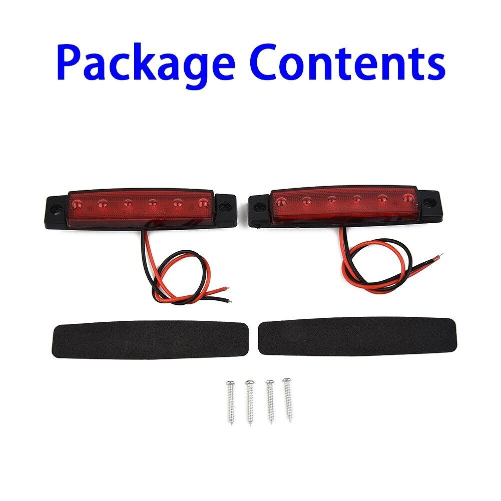 2x6 LED Red Sealed Turn Brake Stop Tail Light Lamp Kit For Truck Trailer RV Boat