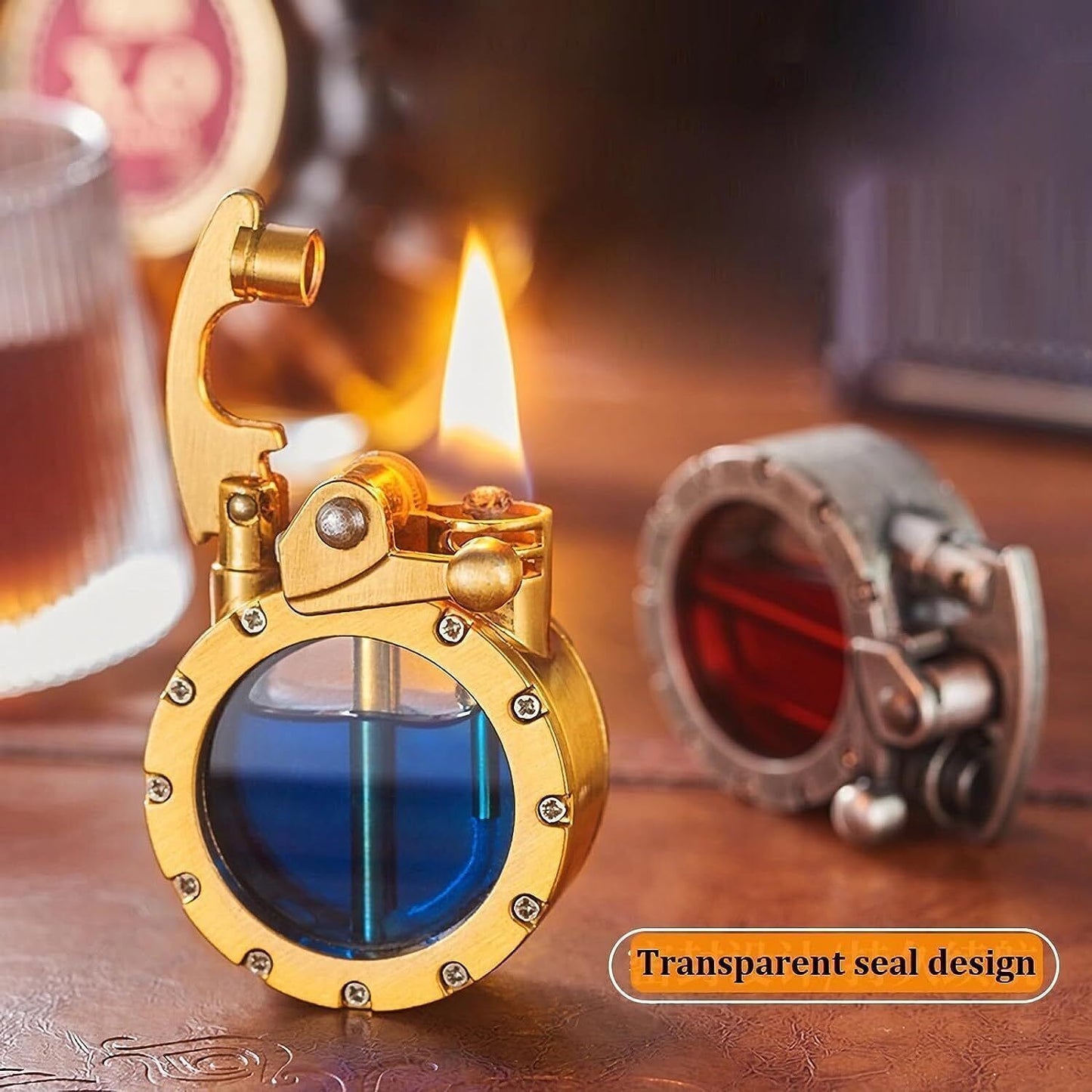 Transparent Kerosene Lighter Retro Steampunk Lighter (No Fuel)