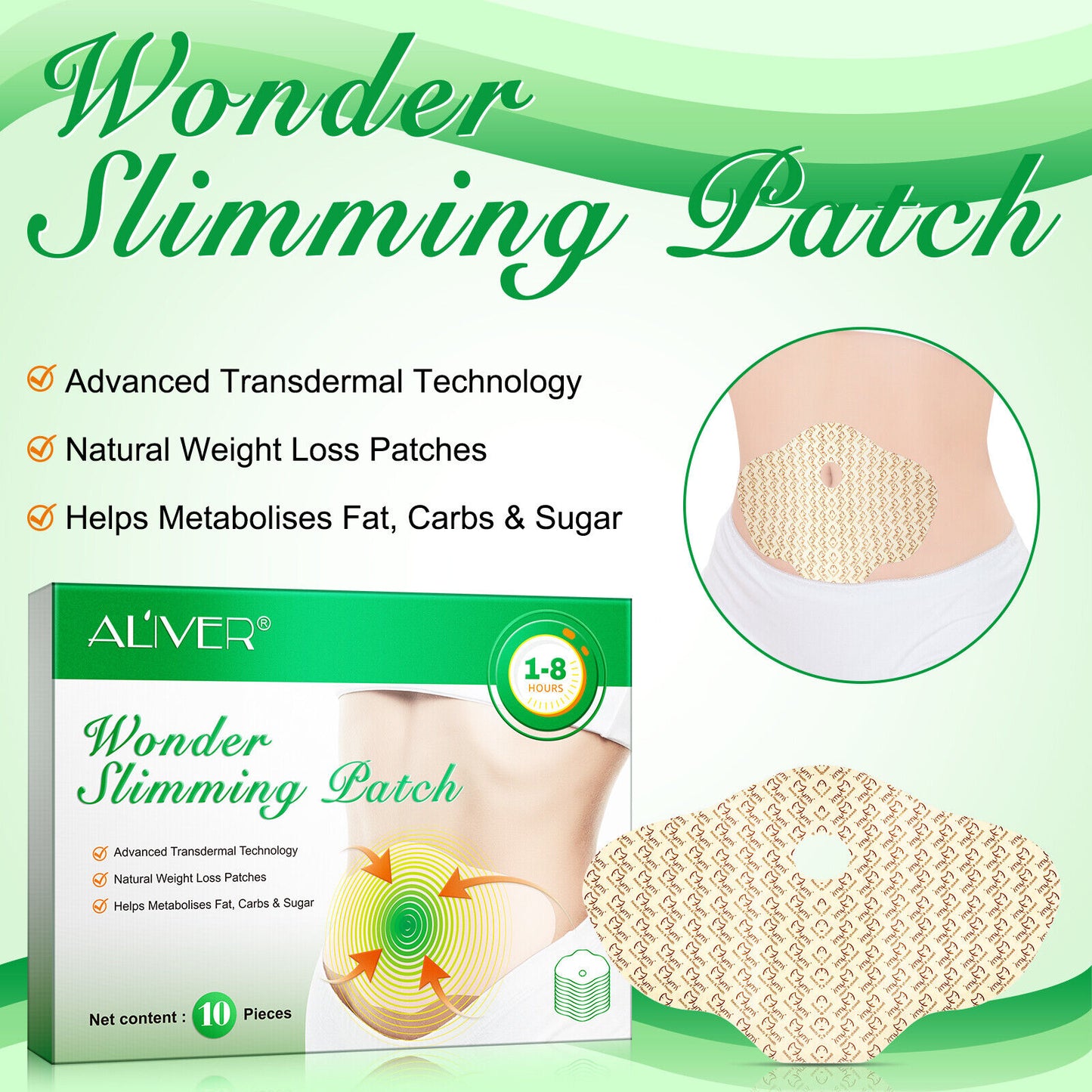 Get Rid Wonder Belly Patches Weight Loss Slimming Fat Burner Stomach Body Wrap