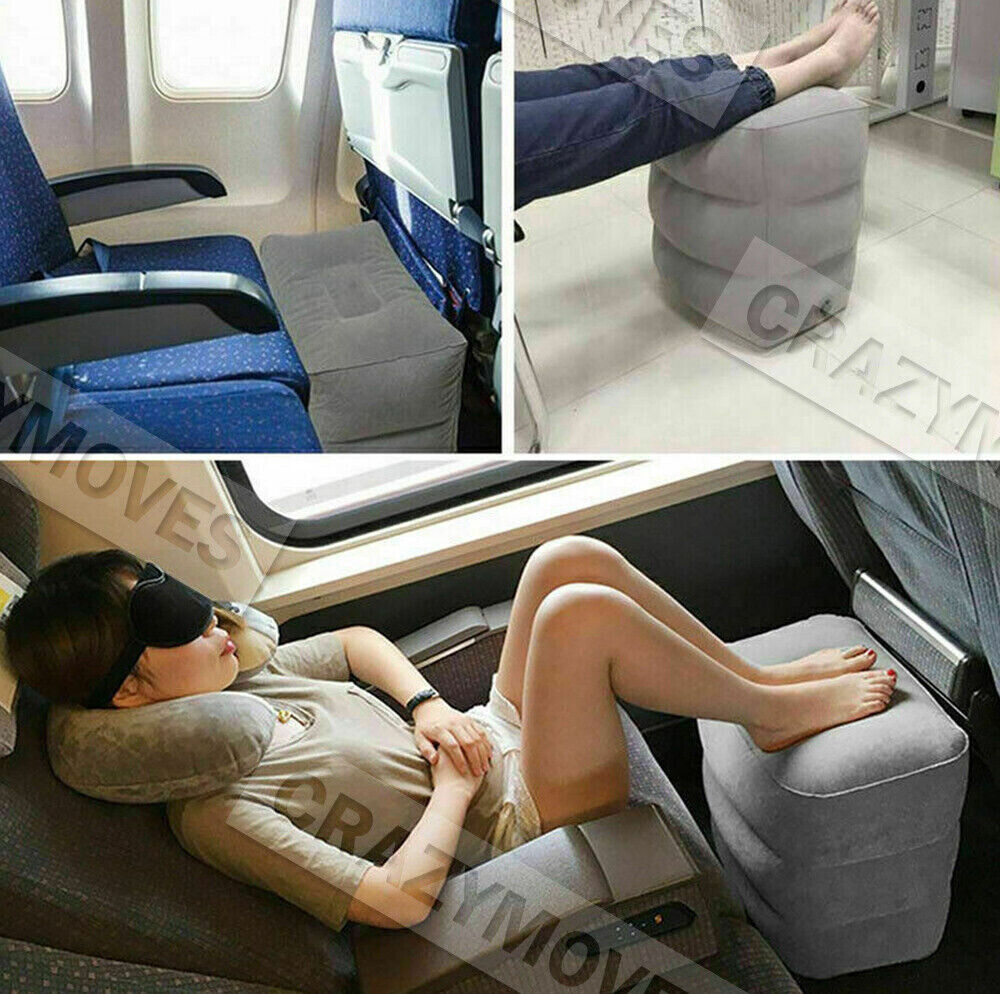 Travel Air Pillow Foot Rest Inflatable Cushion XL 3 Layers Car Leg Footrest Mel