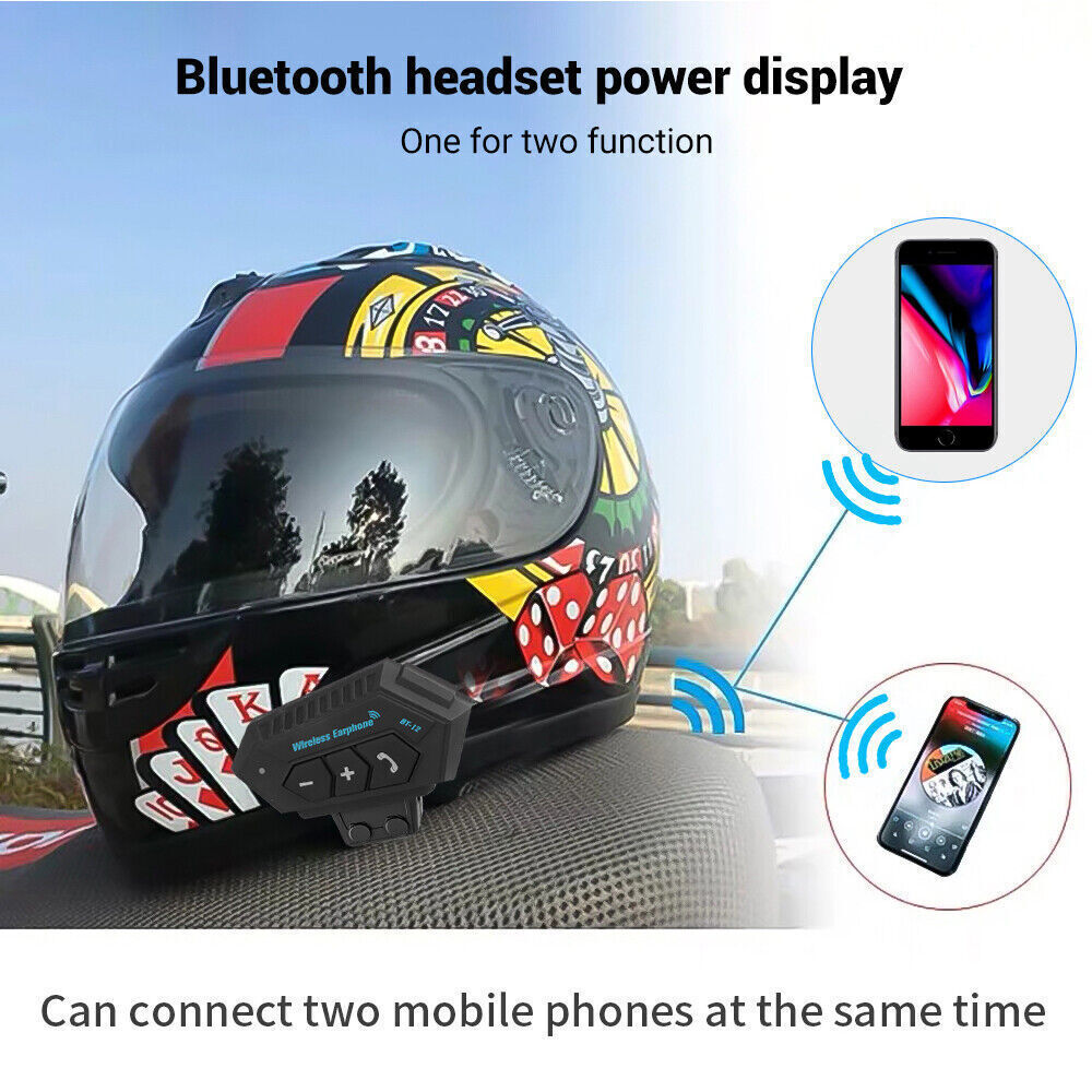 Motorcycle Bluetooth Helmet Headset Interphone Motorbike Headphone FM Intercom