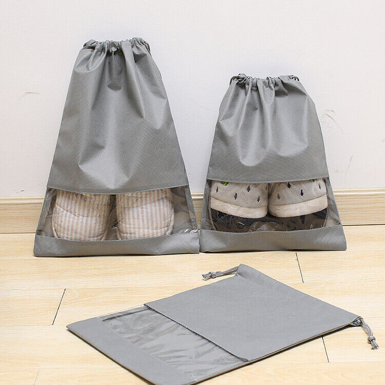 5x Portable Shoes Bag Travel Sport Storage Pouch Drawstring Dust Bags Non-Woven