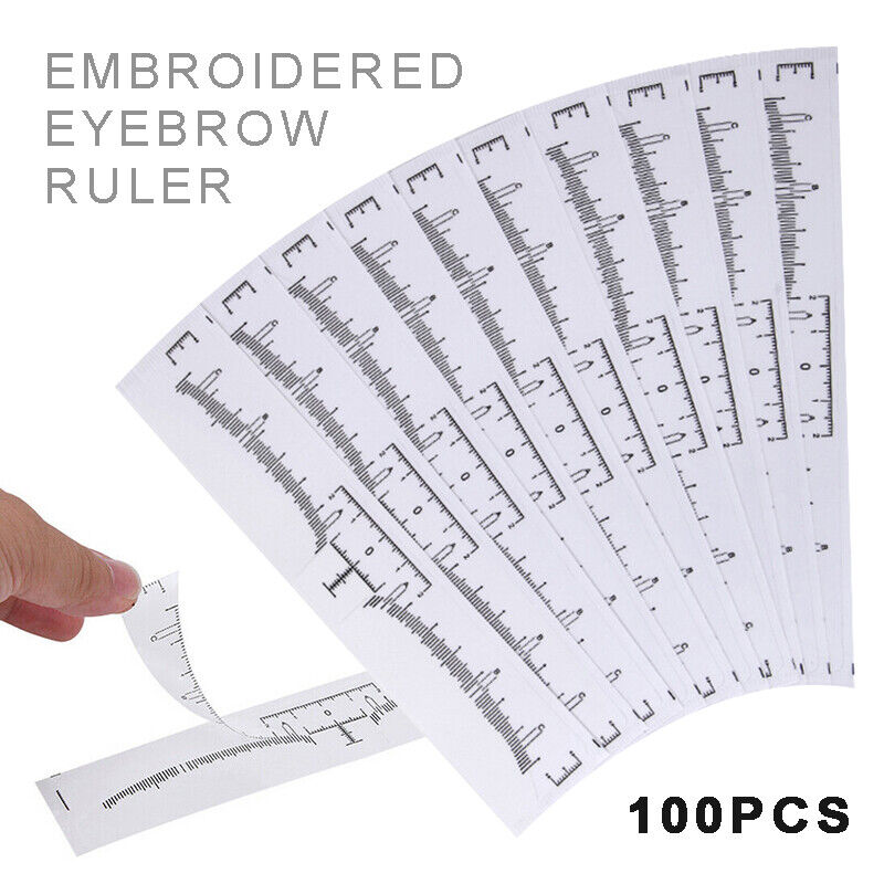 100pcs Microblading Eyebrow Brow Measure Ruler Sticker Brow Tattoo Makeup Tool