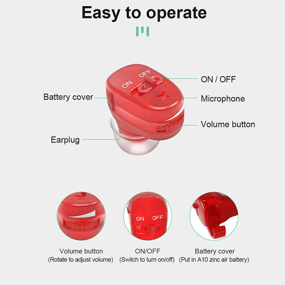 Mini Invisible In-Ear Hearing Aids Sound Voice Amplifier Noise Cancelling Kits/