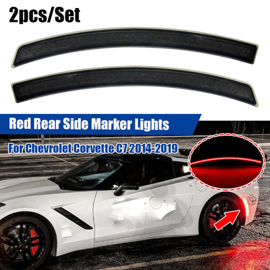 2x Rear Side Marker Lights Lamp For Chevrolet Corvette C7 2014-2019 Red