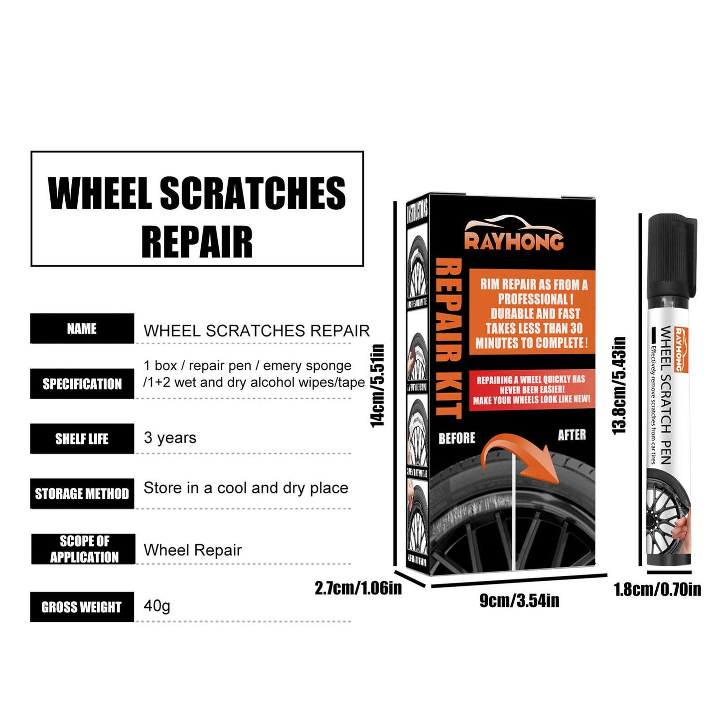 Universal Black Wheel Scratch Repair Touch Up Kit Car Rim Scratch Repair Kits