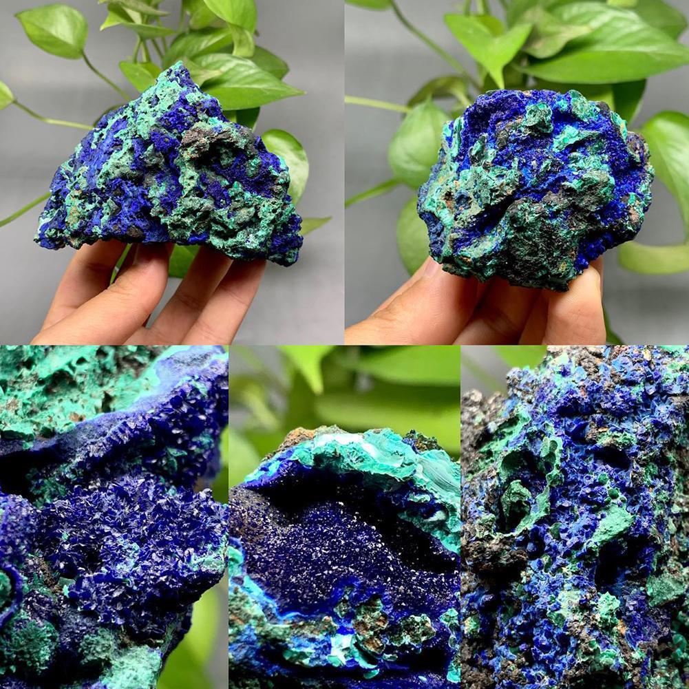 Natural Azurite Malachite Geode Crystal Mineral Specimen Stone Healing New Y6D8