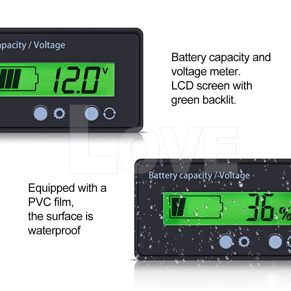 LCD 12V 24V 36V 48V Battery Status Voltage Voltmeter Monitor Meter Caravan NEW