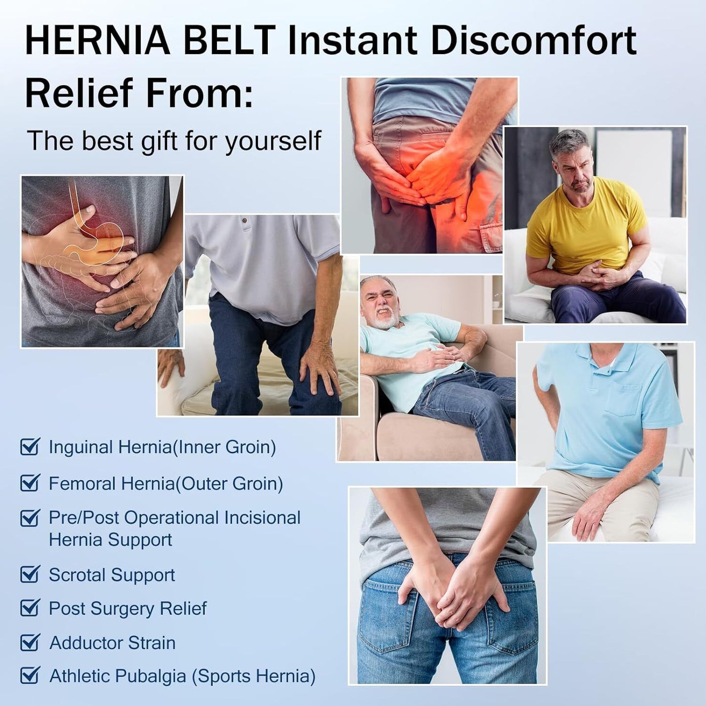 Men Hernia Support Belt Truss Brace Sports Inguinal Groin Hernia Pain Relief